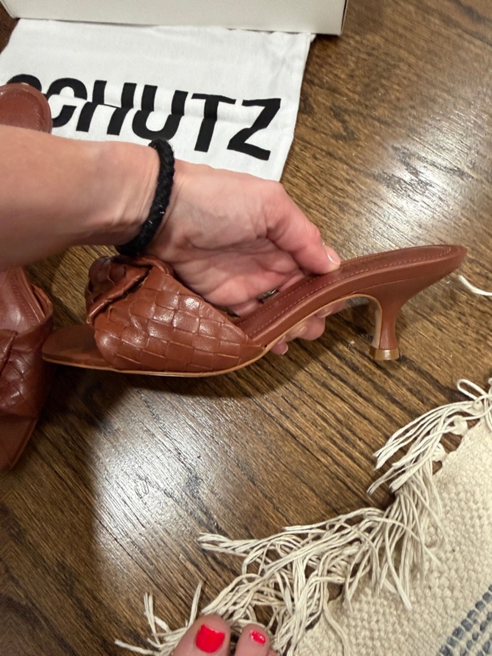 SCHUTZ Brown Braided Leather Slide Mules- Sauvage-Kareena Knot size 8 - Picture 4 of 8